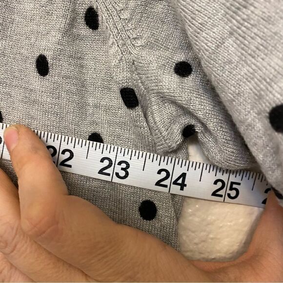 Lane Bryant knit gray black polka dot v neck sweater chiffon trim 18/20 - Picture 9 of 10